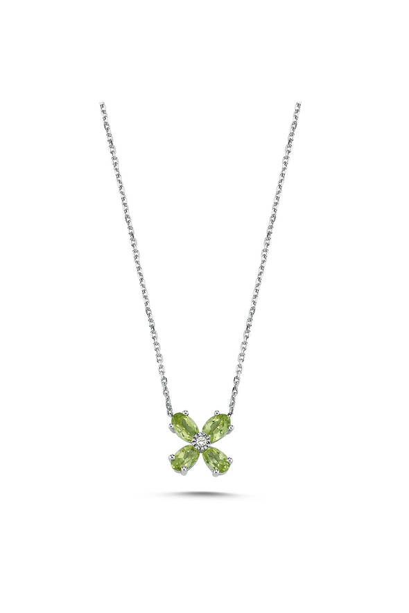 0.01 Karat Pırlantalı Peridot Kolye - 1