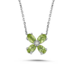 0,01 Karat Pırlantalı Peridot Kolye - 3