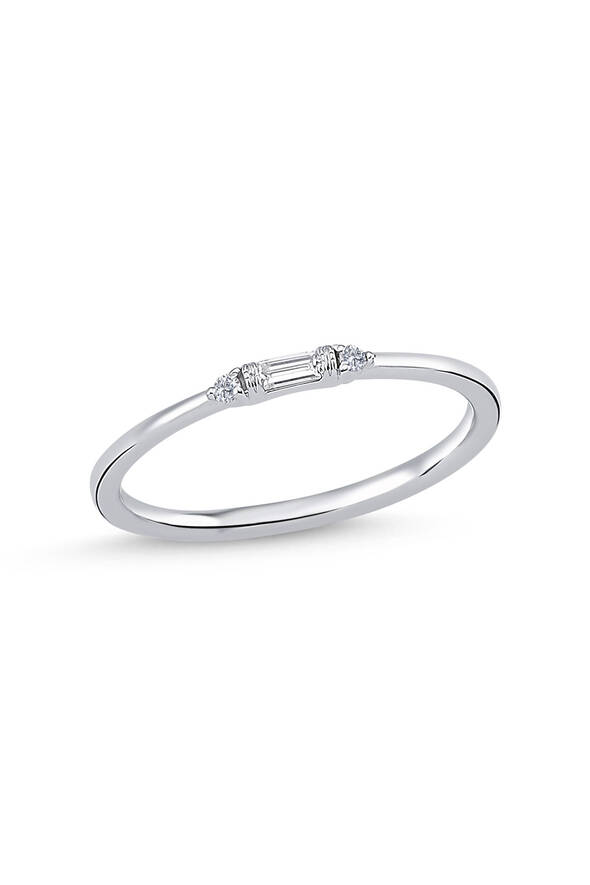 0.05 Karat Pırlanta Baget Yüzük - 1