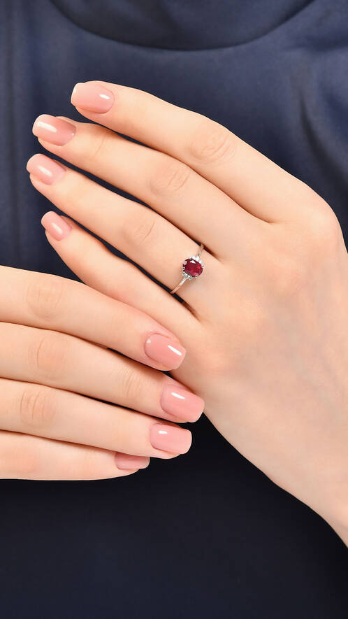 0.05 Karat Pırlanta Yakut Yüzük - 2