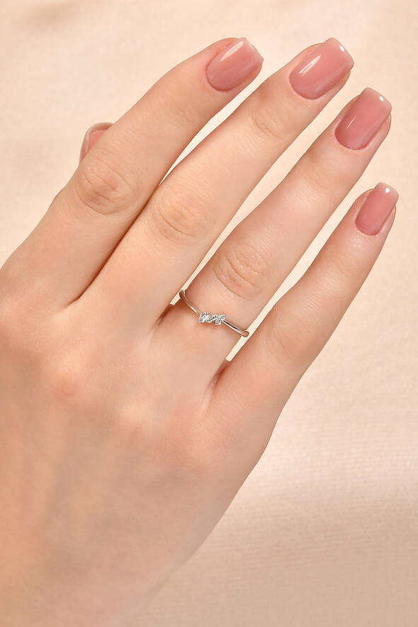 0.07 Karat Pırlanta Baget Tasarım Yüzük - 2