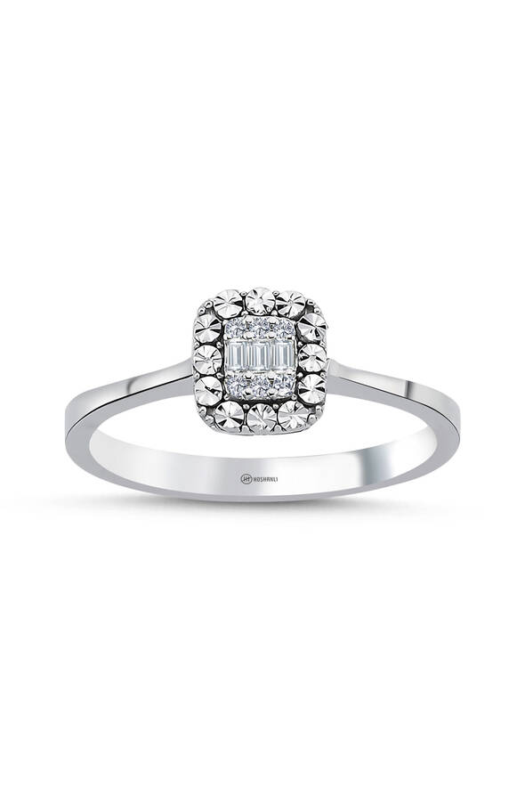 0.07 Karat Pırlanta Baget Yüzük - 1