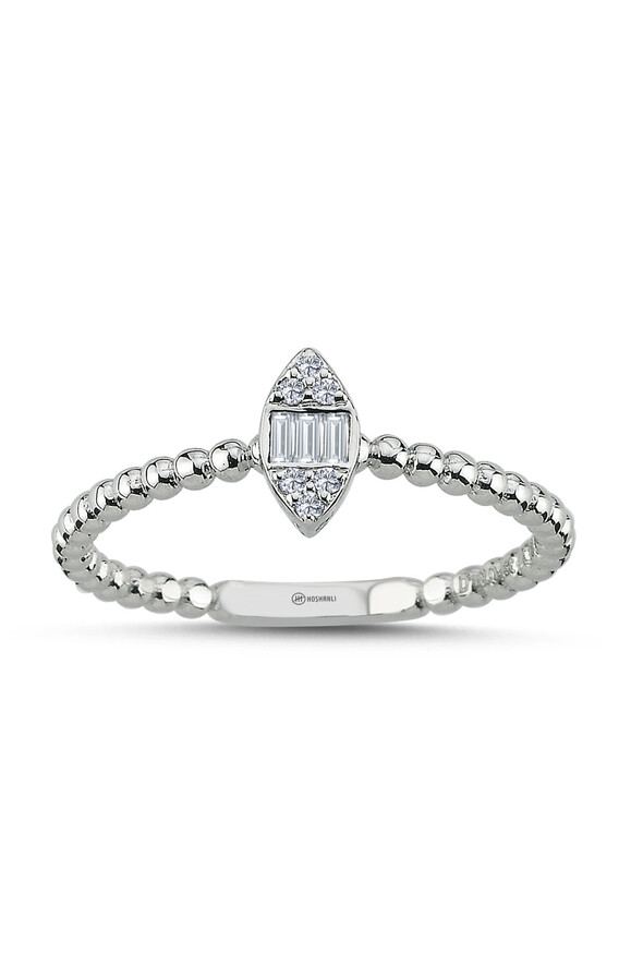 0.07 Karat Pırlanta Baget Yüzük - 1