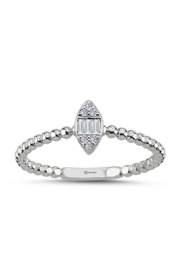 0.07 Karat Pırlanta Baget Yüzük - 1