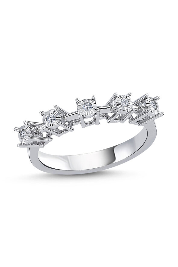 0.07 Karat Pırlanta Beştaş Yüzük - 