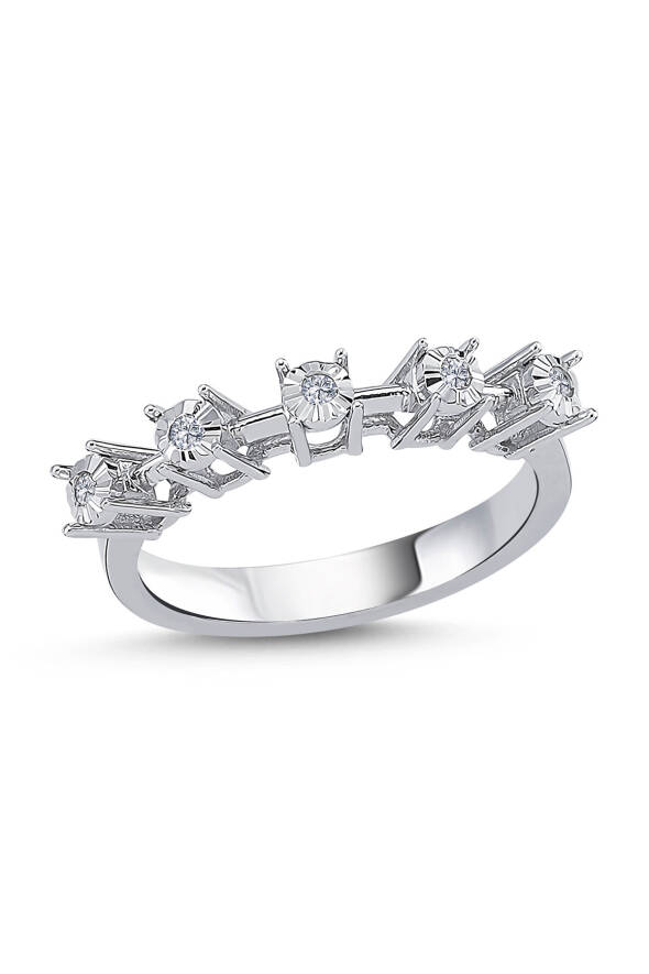 0.07 Karat Pırlanta Beştaş Yüzük - 1