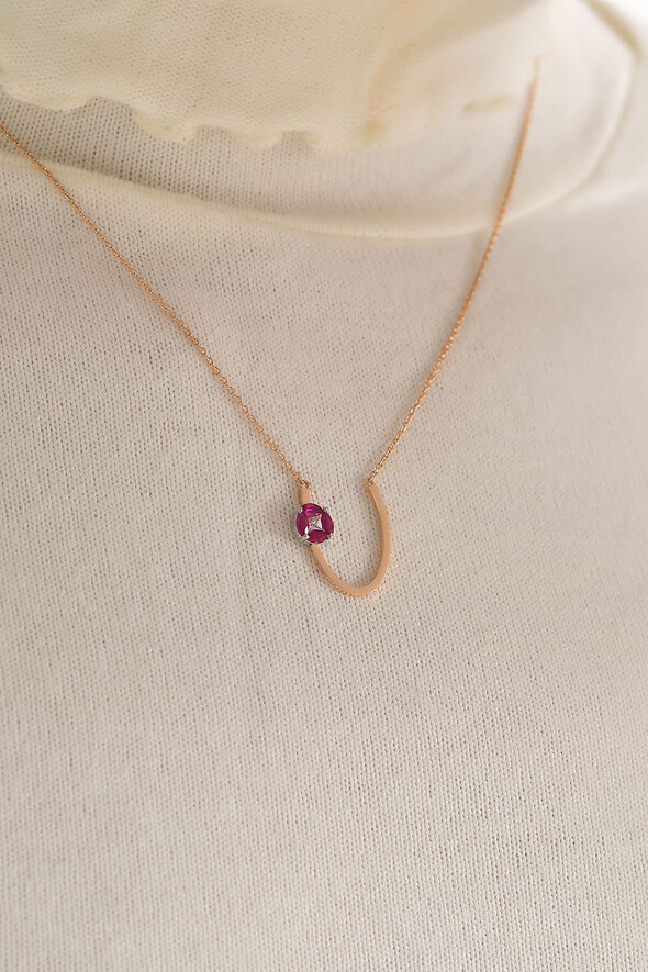 0.10 Karat Pırlanta Yakut Kolye - (1)