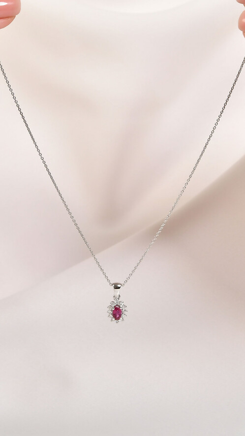 0.11 Karat Pırlanta Yakut Kolye - (1)