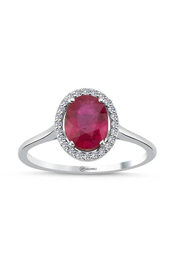 0.11 Karat Pırlanta Yakut Yüzük - 1