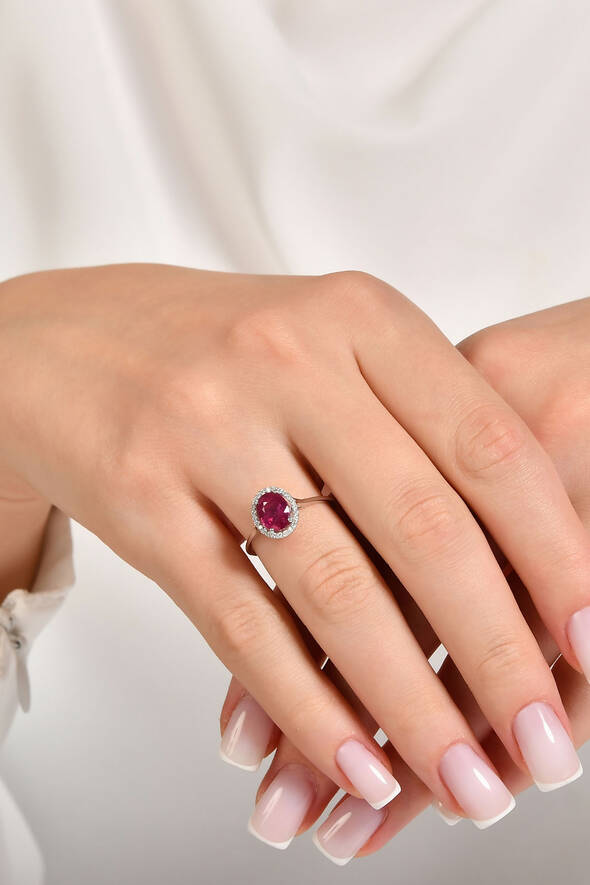 0.11 Karat Pırlanta Yakut Yüzük - 2