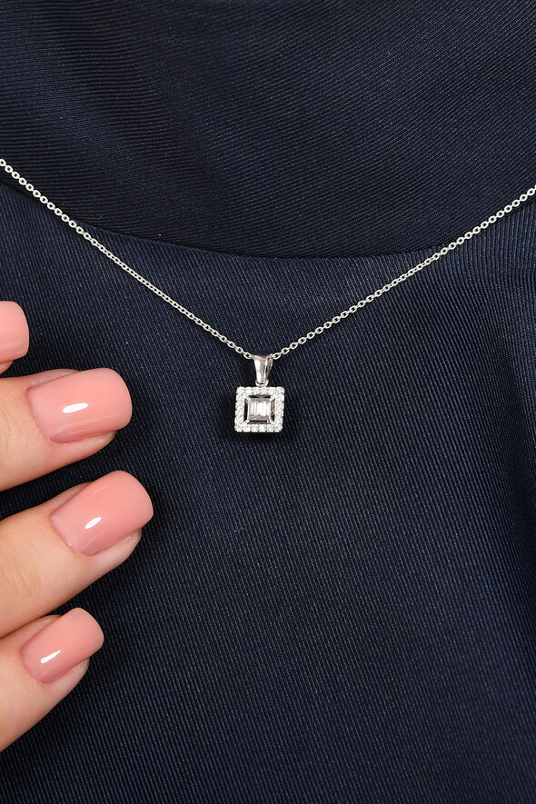0.12 Karat Pırlanta Baget Kolye - 2
