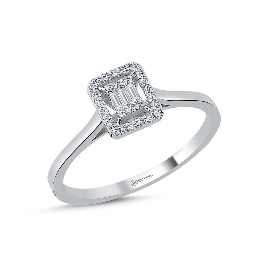 0.13 Karat Pırlanta Baget Yüzük - 