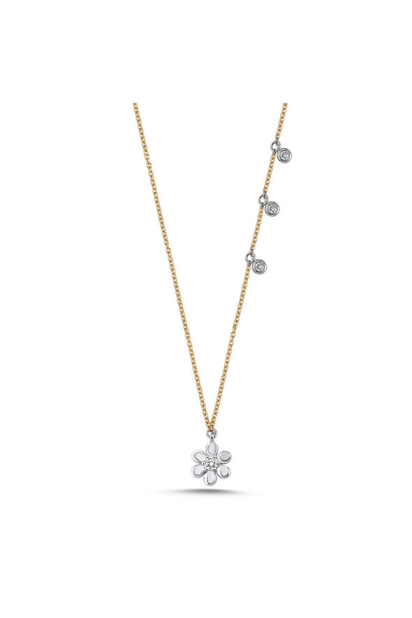 0.13 Karat Pırlanta Çiçek Kolye - 1