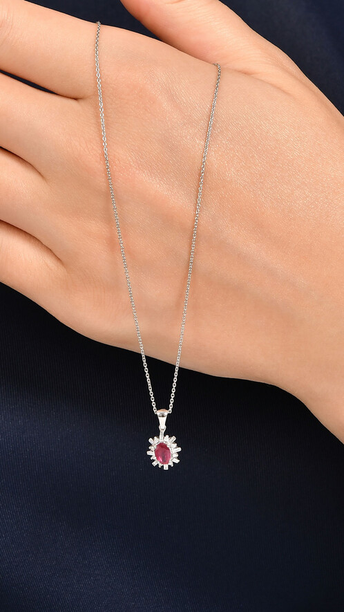 0.14 Karat Pırlanta Yakut Kolye - (1)