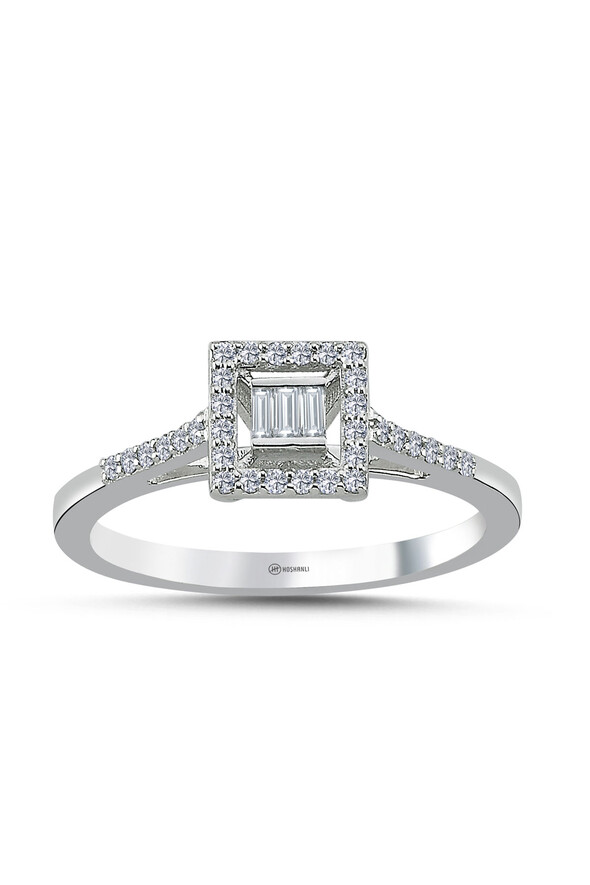 0.19 Karat Pırlanta Baget Yüzük - 