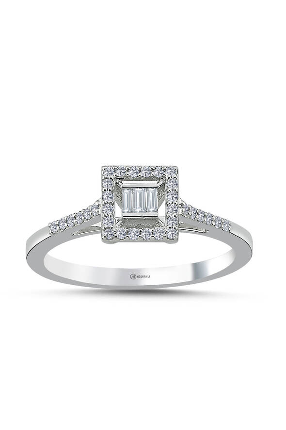 0.19 Karat Pırlanta Baget Yüzük - 1