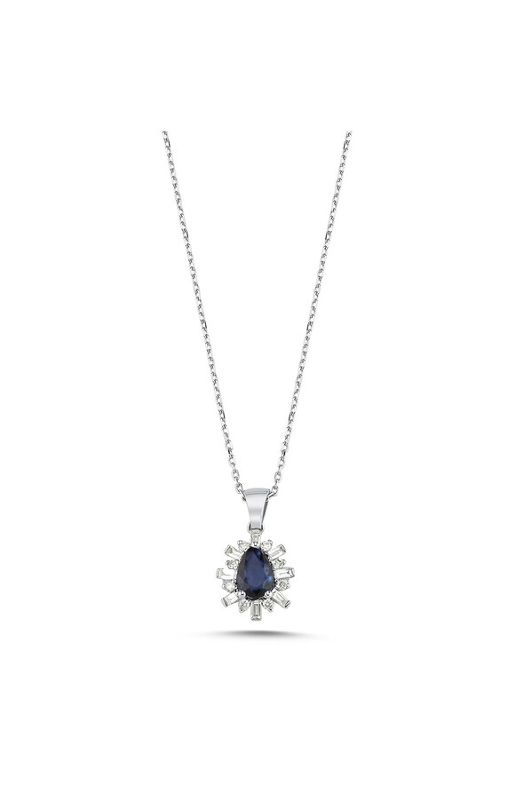 0.19 Karat Pırlanta Safir Kolye - 1