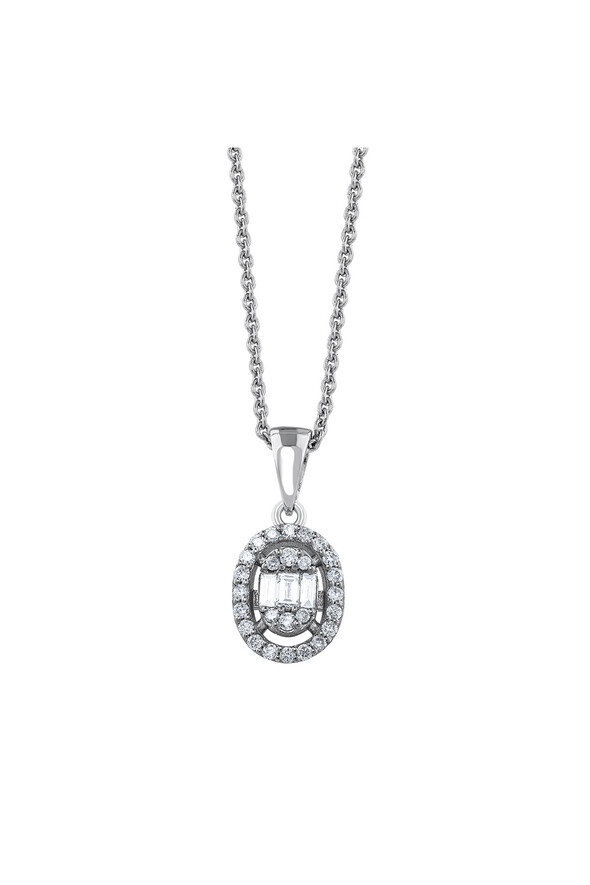 0.23 Karat Pırlanta Oval Kolye - 1