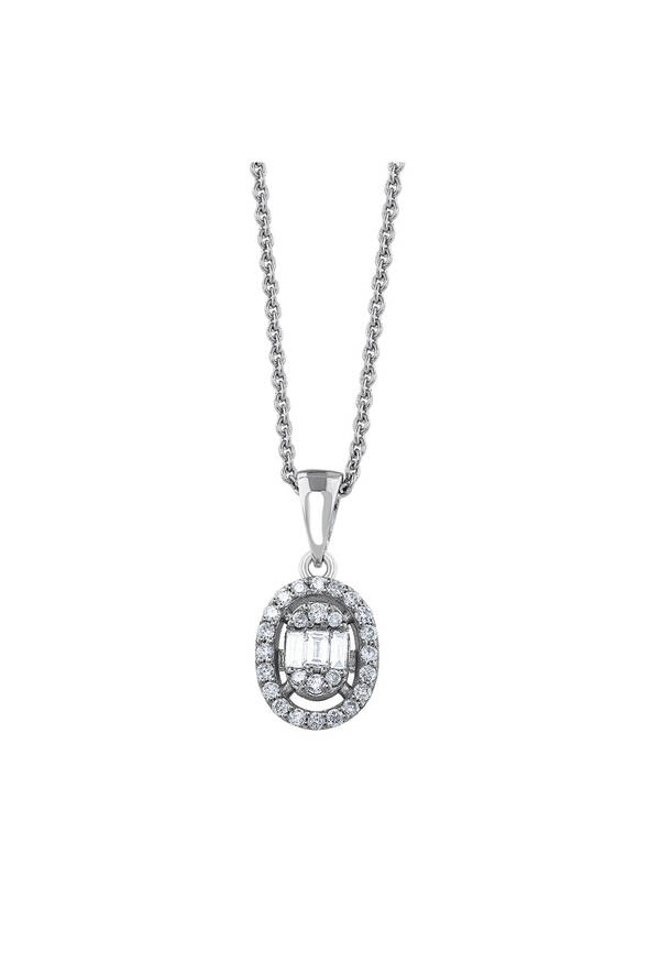 0.23 Karat Pırlanta Oval Kolye - 1