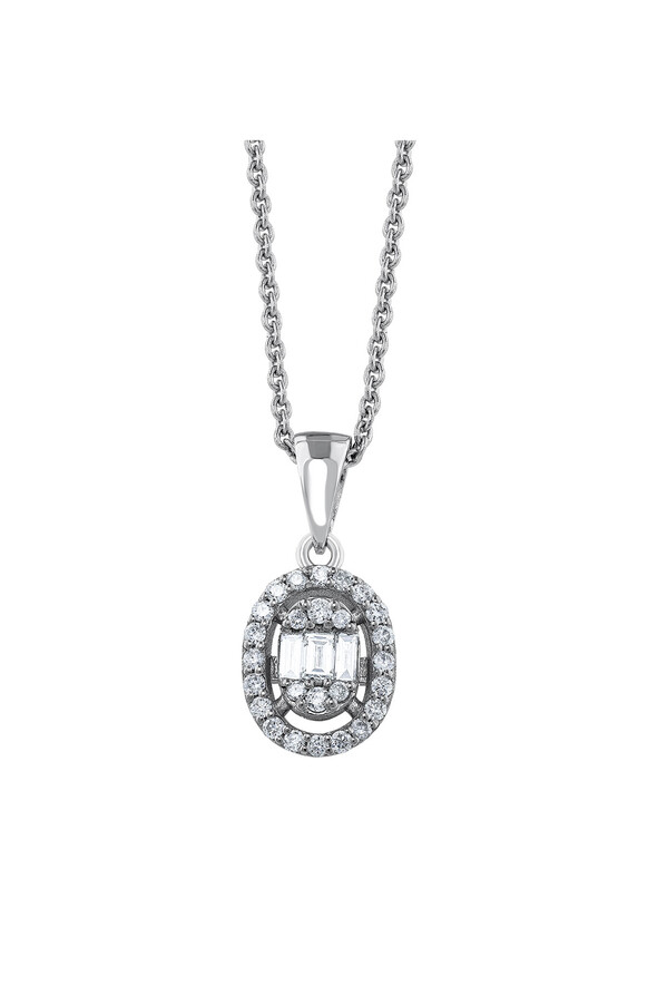 0.23 Karat Pırlanta Oval Kolye - 2