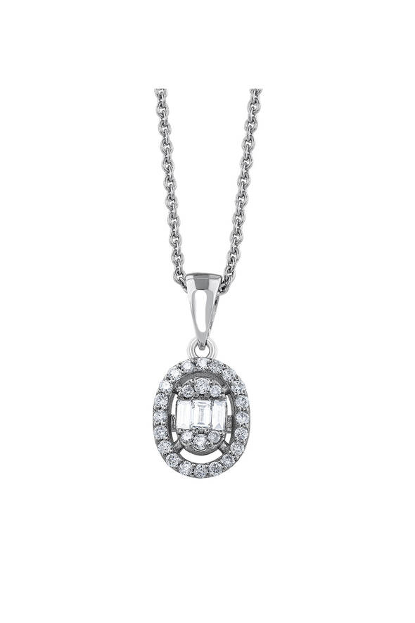 0.23 Karat Pırlanta Oval Kolye - 2