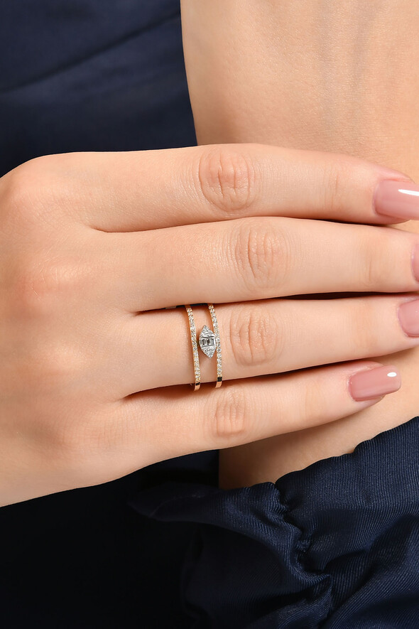 0.23 Karat Pırlanta Tasarım Yüzük - 3