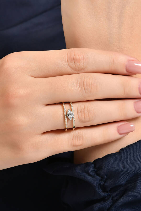 0.23 Karat Pırlanta Tasarım Yüzük - 3