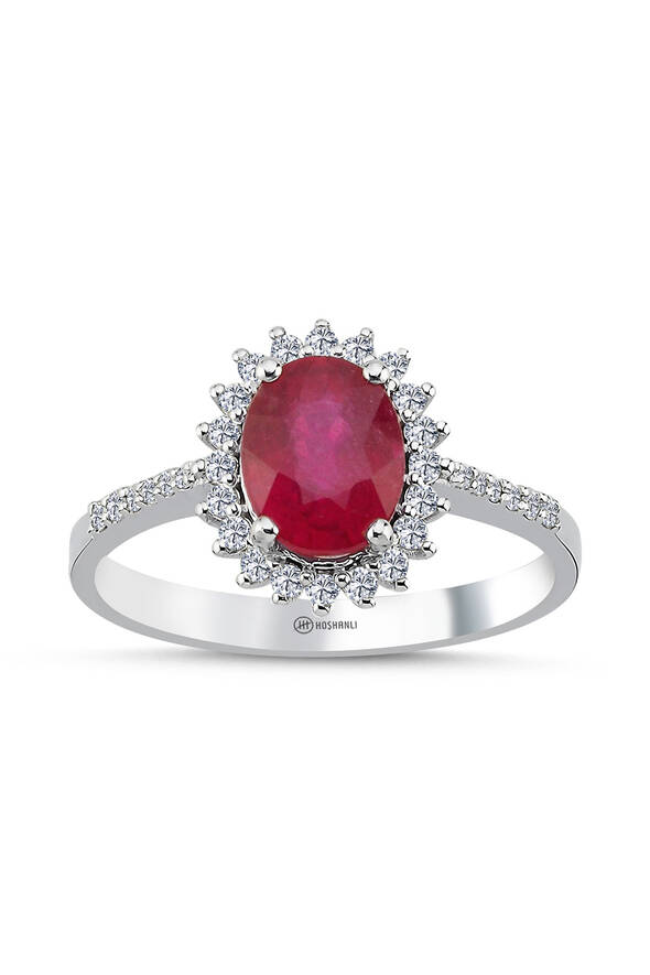 0.23 Karat Pırlanta Yakut Yüzük - 1