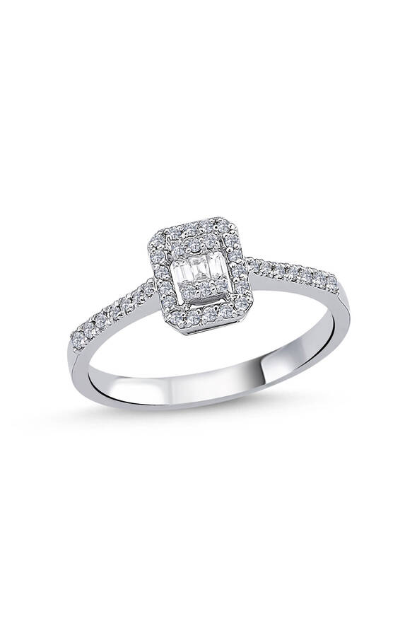 0.24 Karat Pırlanta Baget Yüzük - 1