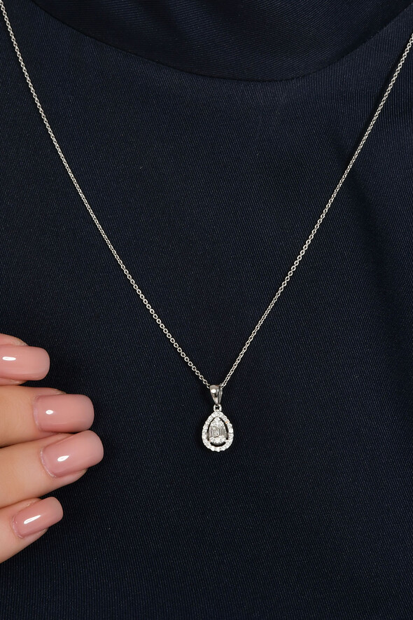 0.24 Karat Pırlanta Damla Kolye - 2
