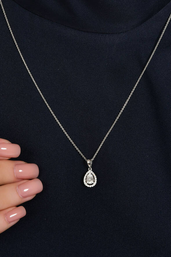 0.24 Karat Pırlanta Damla Kolye - 2