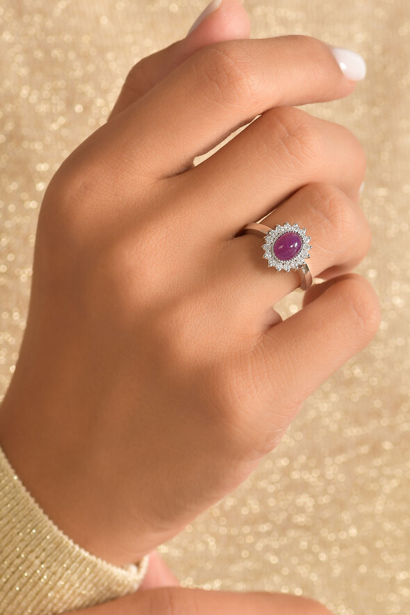 0.24 Karat Pırlanta Yakut Yüzük - (1)