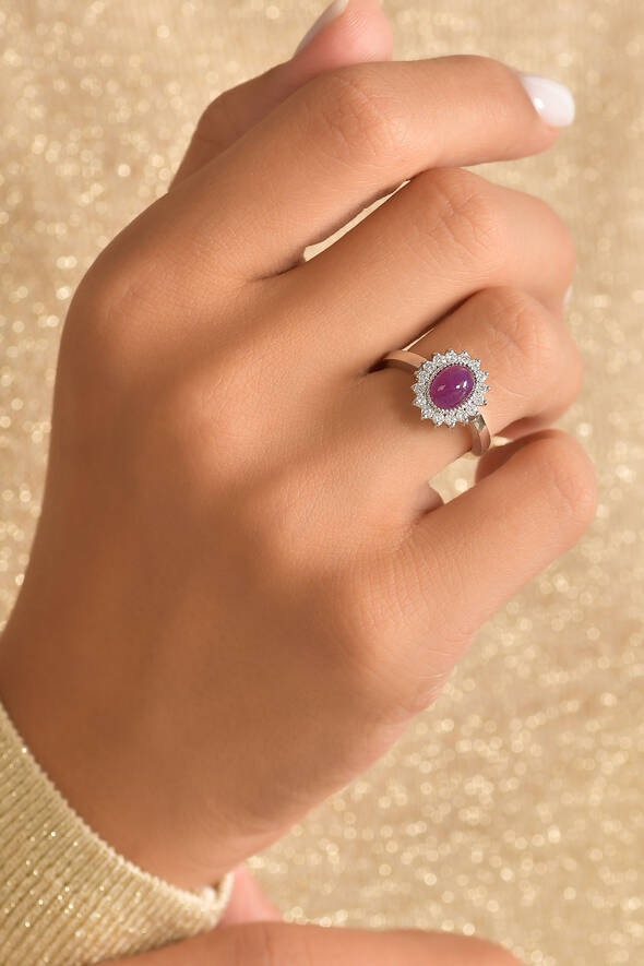 0.24 Karat Pırlanta Yakut Yüzük - 2