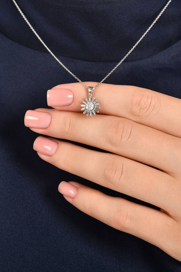 0.25 Karat Pırlanta Güneş Kolye - 2