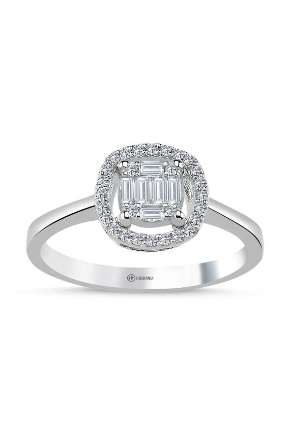 0.27 Karat Pırlanta Baget Yüzük - 1