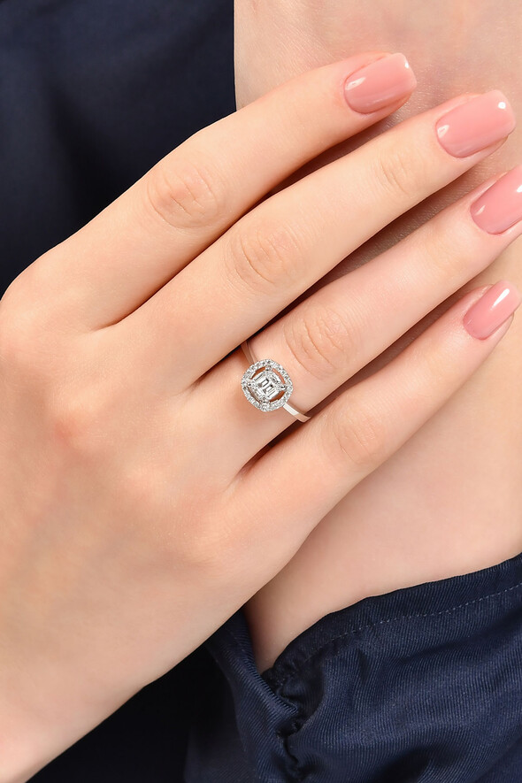 0.27 Karat Pırlanta Baget Yüzük - 2