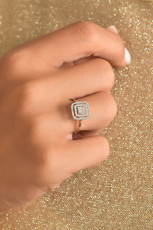 0.28 karat pırlanta baget yüzük - 2