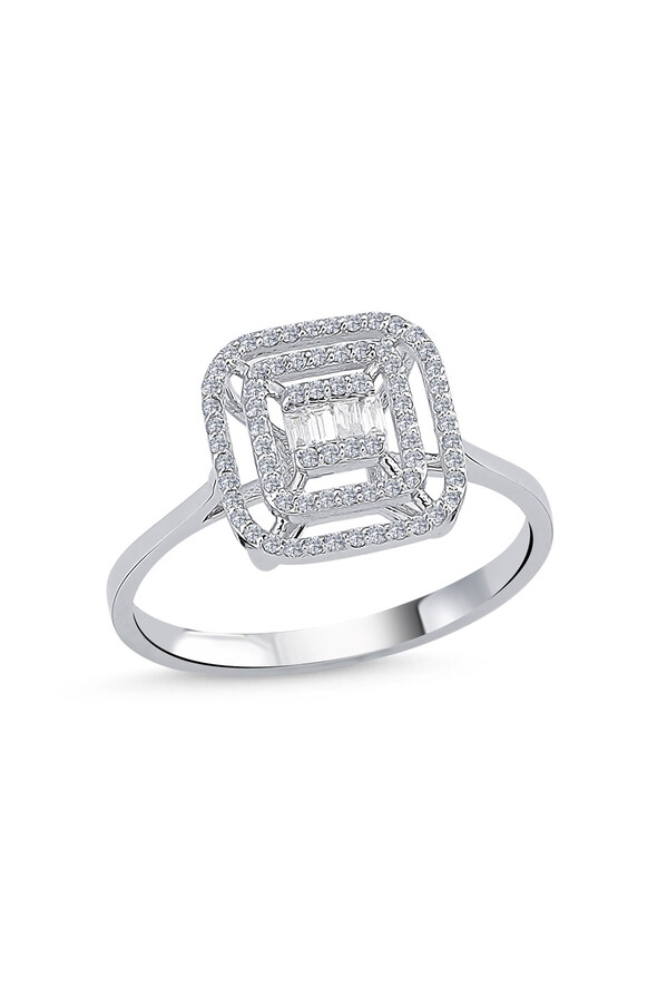 0.28 karat pırlanta baget yüzük - 