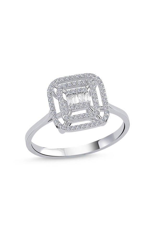 0.28 karat pırlanta baget yüzük - 1