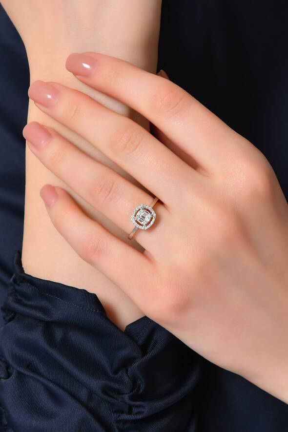 0.29 Karat Pırlanta Baget Yüzük - 2