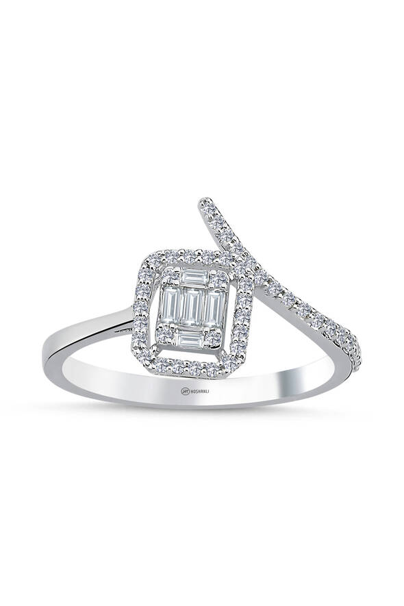 0.32 Karat Pırlanta Tasarım Baget Yüzük - 1