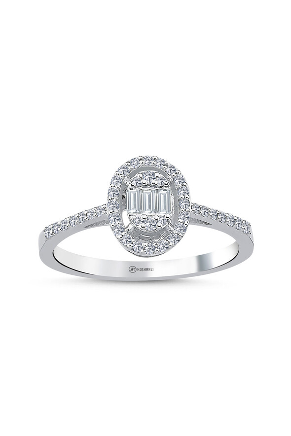0.39 Karat Pırlanta Baget Oval Model Yüzük - 1