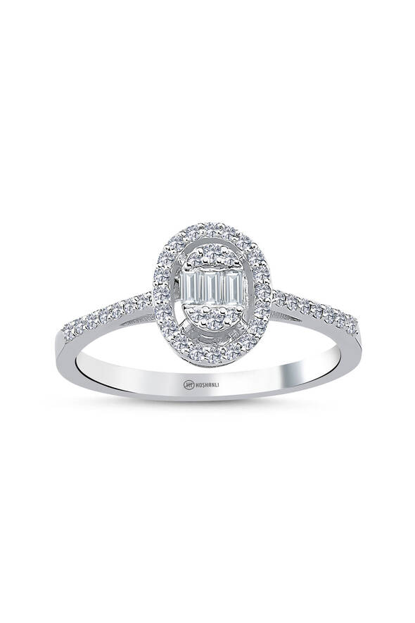 0.39 Karat Pırlanta Baget Oval Model Yüzük - 1