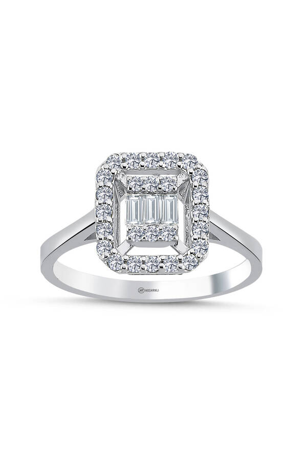 0.38 Karat Pırlanta Baget Yüzük - 1