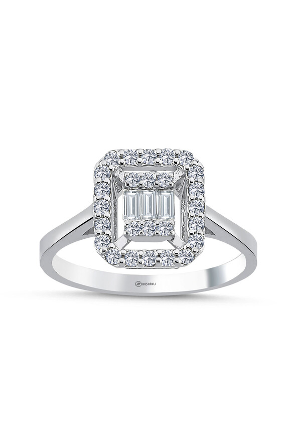 0.38 Karat Pırlanta Baget Yüzük - 