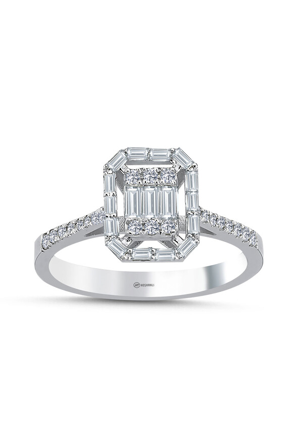 0.39 Karat Pırlanta Baget Yüzük - 1