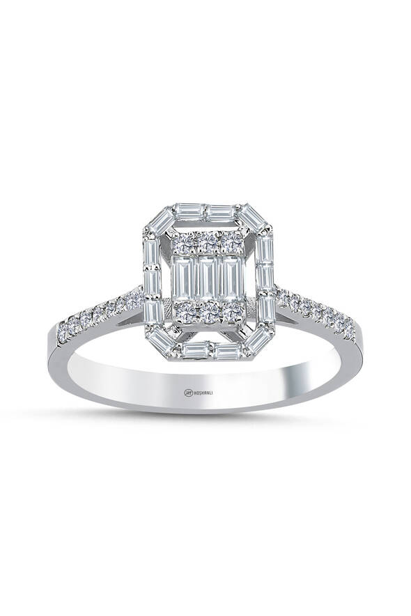 0.39 Karat Pırlanta Baget Yüzük - 1