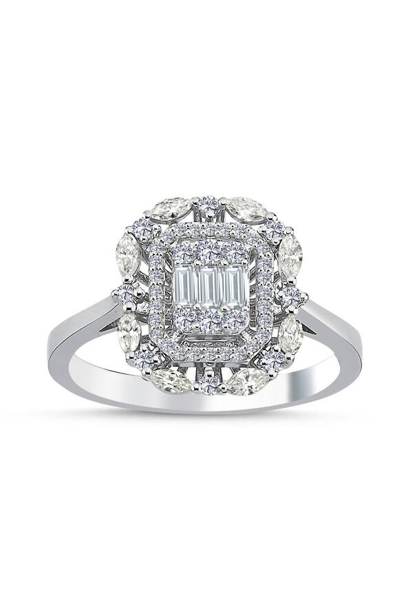 0.41 Karat Pırlanta Baget Yüzük - 1