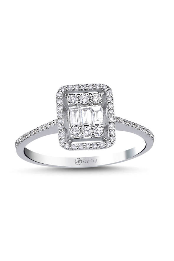 0,41 Karat Pırlanta Baget Yüzük - 1