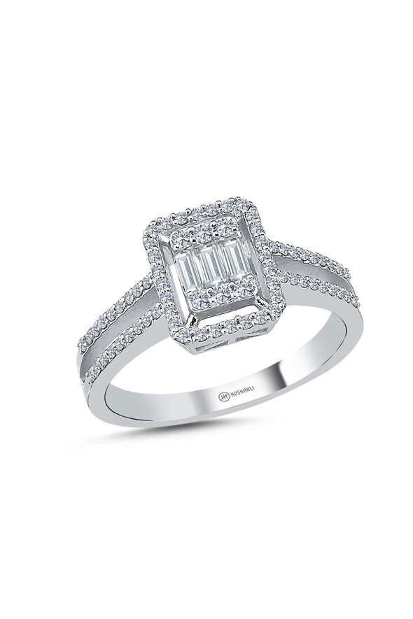 0.42 Karat Pırlanta Baget Yüzük - 